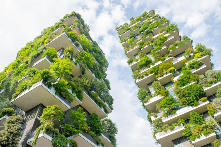 Bosco Verticale, Milaan, Italië gefilmd met drone